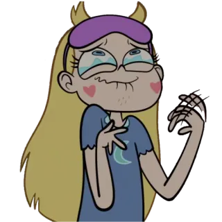 👌 Star Butterfly Star vs. the Forces of Evil การ์ตูน, ร้องไห้, ชุดนอน, เศร้า, อนิเมชั่น telegram sticker