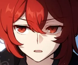 🌟 Diluc Genshin Impact anime, game, rambut merah, tegas, video game, fantasi whatsapp sticker