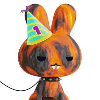😀 coelho, festa, aniversário, chapéu, desenho animado, animal telegram sticker