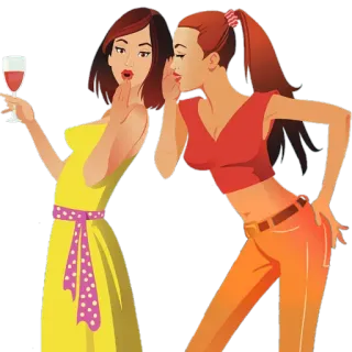 👩‍❤️‍💋‍👩 femmes, potins, amis, fête, vin, robe telegram sticker