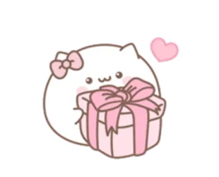 🎁 chat, cadeau, mignon, kawaii, rose, coeur, autocollant telegram sticker