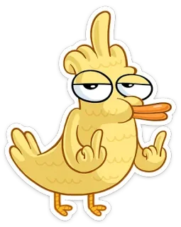 🖕 Desenho animado, Pato, Dedo do meio, Ofensivo, Grosseiro, Pássaro telegram sticker