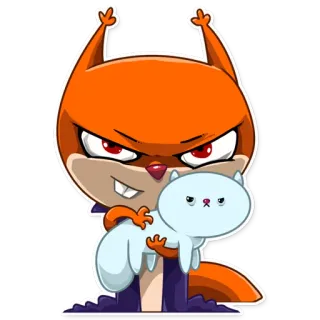 😈 Kreskówka, Wiewiórka, Kot, Zły, Zwierzę, Komiks, Naklejka telegram sticker