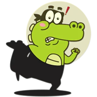 😨 cartoon, alligator, mask, green, cute, funny, animal telegram sticker