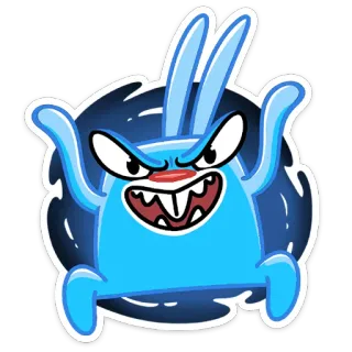 😈 monster, cartoon, blauw, grappig, sticker telegram sticker