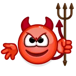 👿 devil, red, horns, pitchfork, evil whatsapp sticker