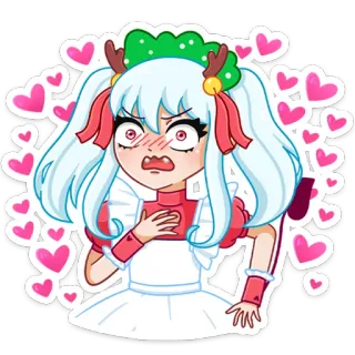 💘 anime, girl, hearts, cartoon, sticker, cute, character, illustration telegram sticker