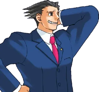 😅 Phoenix Wright Ace Attorney 弁護士, スーツ, 弁護士, 裁判所, ビデオゲーム telegram sticker