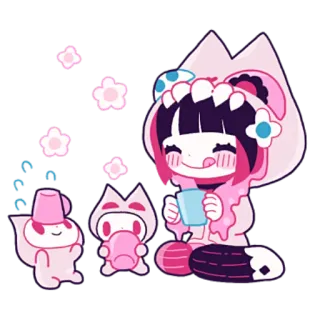 🙃 mignon, kawaii, rose, animé, personnage, sticker whatsapp sticker