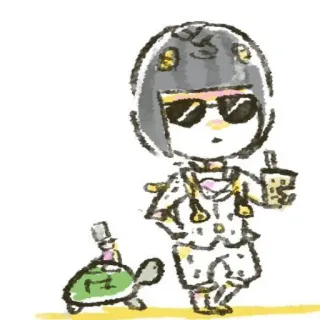 😎 chibi, tortuga, dibujos animados, gafas, personaje, bebida telegram sticker