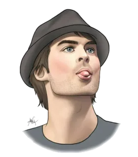 👅 мужчина, шляпа, портрет, язык, иллюстрация, человек telegram sticker