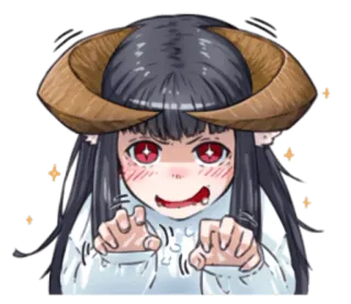 😍 Anime Mädchen, Hörner, Fantasy, Monster Mädchen telegram sticker