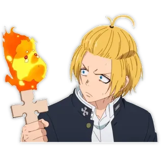 ✝️ Arthur Boyle Fire Force anime, fire, sword, Arthur Boyle, Fire Force, cartoon telegram sticker