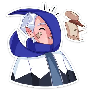 🌬 สติกเกอร์, การ์ตูน, ตัวละคร, อนิเมะ, ฮู้ด, ยา, ผ้าพันแผล whatsapp sticker
