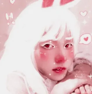 👽 conejo, conejo, orejas, lindo, rosa, kawaii, chica, cosplay telegram sticker