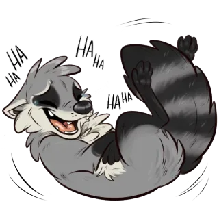 😂 HA HA HA raccoon, laughing, happy, cartoon, animal, furry whatsapp sticker