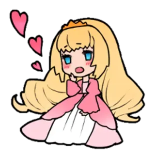 😘 princess, cartoon, hearts, blonde, female, crown telegram sticker