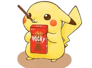 💛 Pikachu Pocky Pikachu, Pokemon, Pocky, Snack, Schattig, Cartoon, Chocolade telegram sticker