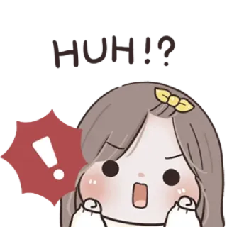 🌙 HUH? vraag, verward, verrast, uitdrukking, cartoon, meisje, uitroep whatsapp sticker