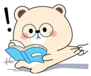 🔞 gấu, đọc sách, kính, sách, dễ thương, hoạt hình telegram sticker
