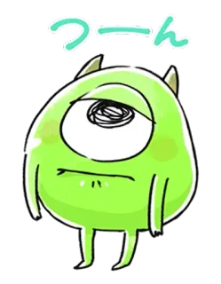 🐰 つーん 괴물, 슬픈, 지루한, 초록색, 만화 telegram sticker
