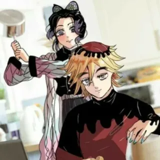 🧬 Shinobu Kocho and Douma Demon Slayer Anime, Personnages, Cuisine, Cuisine, Démons telegram sticker
