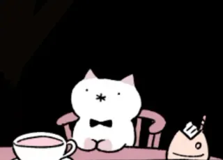 🍋 Katze, Tee, süß, Cartoon, Schleife, Tisch telegram sticker