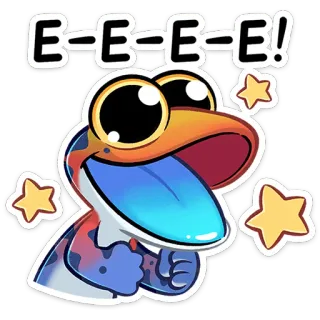 🤩 E-E-E-E! frog, emoji, cartoon, stars, funny, sticker telegram sticker