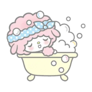 🛁 Мультфильм, Овца, Ванна, Пузыри, Милый, Каваий whatsapp sticker