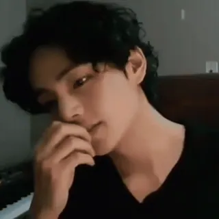 ♾ homem, retrato, cabelo preto, coreano, V, Kim Taehyung, cantor whatsapp sticker