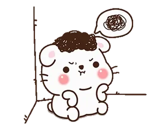 🌀 การ์ตูน, น่ารัก, สัตว์, สติกเกอร์, หนู, กำลังคิด, คาวาอิ telegram sticker