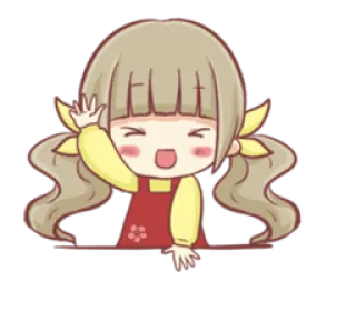 👋 fofo, menina, acenando, desenho animado, ilustração telegram sticker