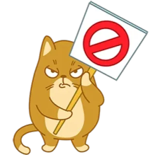 🚫 gatto, animale, cartello, divieto, arrabbiato, cartone animato telegram sticker