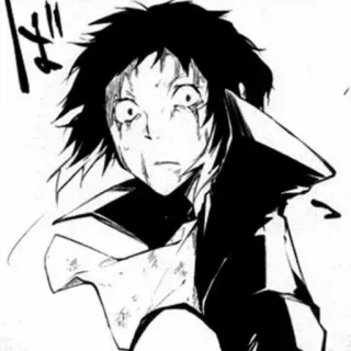 ♠ ば Anime, Manga, Noir et blanc, Visage, Choqué, Expression telegram sticker