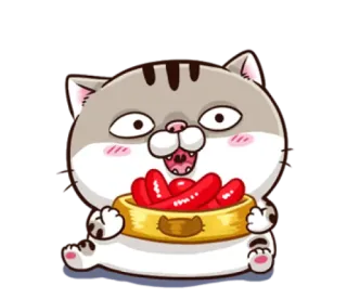 🤤 고양이, 만화, 동물, 음식, 카와이, 귀여운, 소시지 telegram sticker