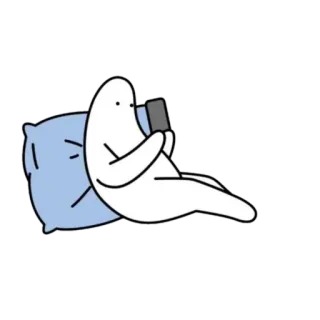 🌫 Мультик, Персонаж, Телефон, Подушка, Релакс, Ленивый whatsapp sticker