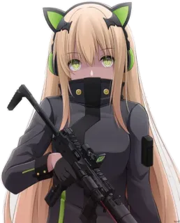 😍 anime girl, military, gun, weapon, girl, character whatsapp sticker