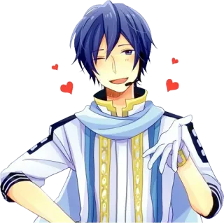 😉 Kaito Anime, Vocaloid, Kaito, Ca sĩ, Trái tim, Fanart, Dễ thương telegram sticker