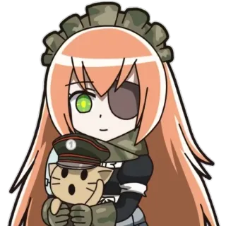 🙂 anime girl, military, maid, cat, eyepatch, hat telegram sticker