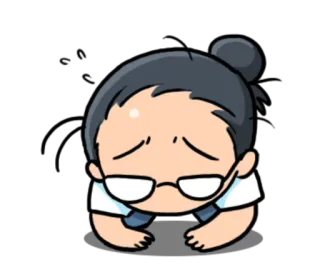 🙇 悲伤, 道歉, 卡通, 眼镜, 角色 telegram sticker