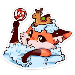 🛁 renard, animal, mignon, sucette, renne, noël, hiver telegram sticker