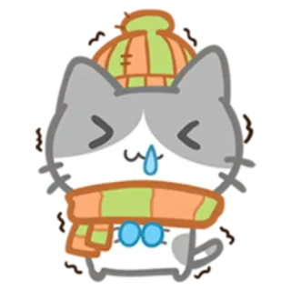 😷 猫, 冬, 帽子, マフラー, かわいい, 可愛い telegram sticker
