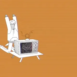 😡 cartoon, television, tv, static, antenna, person, illustration telegram sticker