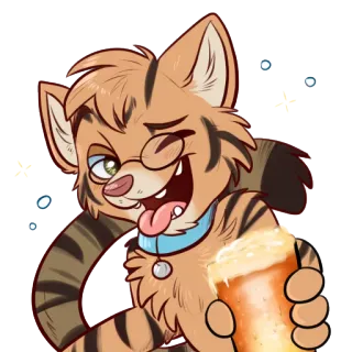 🍻 animal, gato, cerveja, bebendo, festa, desenho animado, tigre, engraçado telegram sticker