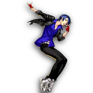 🎨 dansen, pose, anime, persona, blauw haar, jas telegram sticker