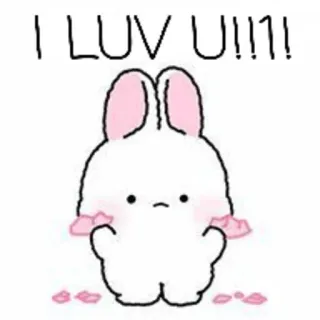 🐇 I LUV U!!!1! lapin, amour, mignon, adorable, animal, dessin animé, kawaii telegram sticker