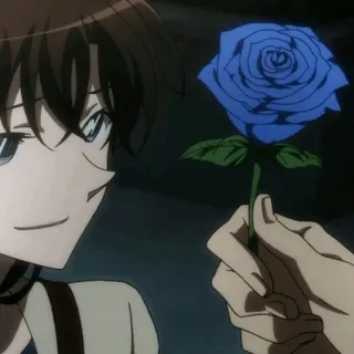🃏 anime, rose, blue rose, flowers, character, smile, manga telegram sticker
