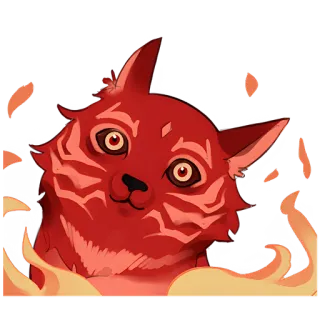 😍 고양이, 불, 만화, 동물, 스티커, 빨간색, 일러스트 telegram sticker