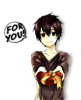 💝 FOR YOU! anime, gift, boy, present, heart, love, romantic telegram sticker