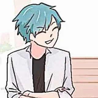 🎸 การ์ตูน, สไตล์อนิเมะ, มีความสุข, ยิ้ม, ตัวละคร telegram sticker